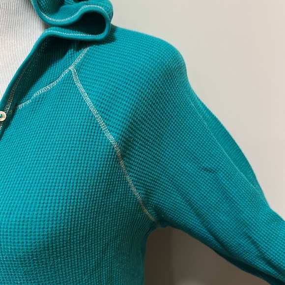 Old Navy Teal henley waffle style Hoodie - Picture 4 of 11